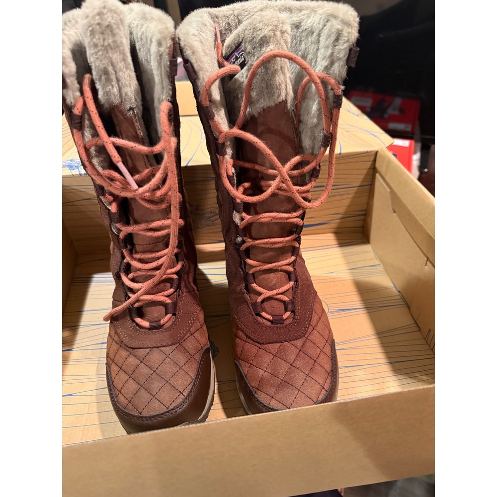 Patagonia Wintertide High Boots NWOT Brown Sable Quilted Faux Fur Waterproof 7.5 - Picture 1 of 9